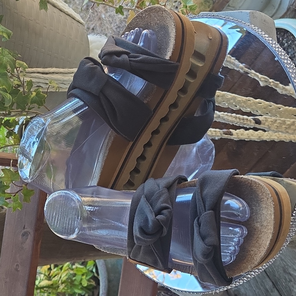 Reef Black Knotty Vista Hi Cushioned Flatform Sandal Size 8